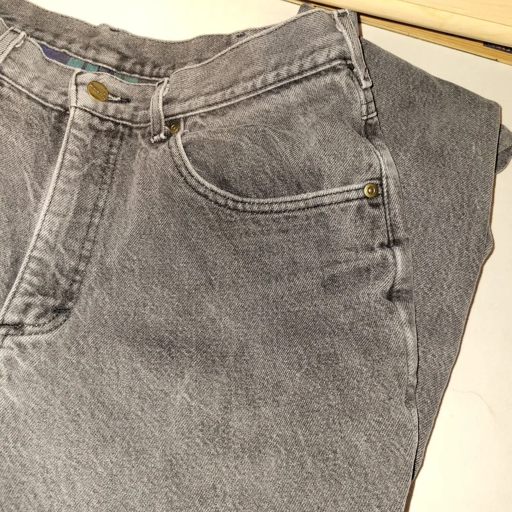 VTG LL Bean Flannel Lined Jeans Men's Size 34x31 Distressed Black Made In USA
